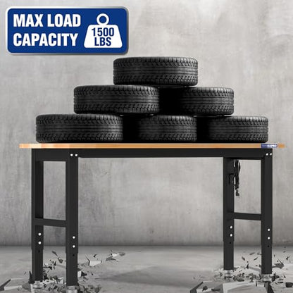 60" Adjustable Garage Workbench (60"x24" with Leveling Foot)