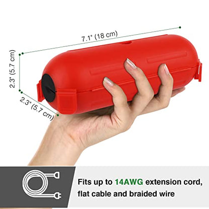 3 Pack] Flemoon Outdoor Extension Cord Safety Cover with Waterproof Seal (Red / Small Box: 5.3" L x 2" W x 2" H)