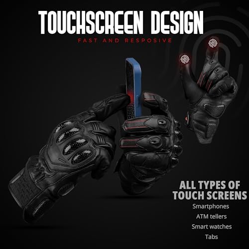 Leather Motorcycle Gloves for Men (Black / X-Small)