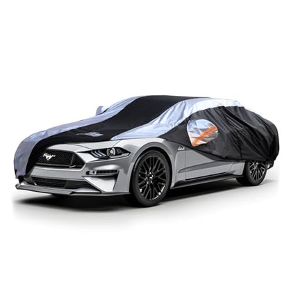 Mustang Car Cover Waterproof All Weather with Silver Strip Design (Custom Fit Ford Mustang)
