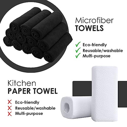 Microfiber Cleaning Cloths (Pack of 36 - 16x16 Inches / Black)