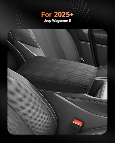 for 2025 2026 Jeep Wagoneer S Center Console Cover Armrest Box Cover for Wagoneer S (Wagoneer S Thickened Black Leather Square)