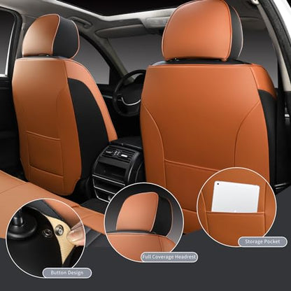 Leather Car Seat Covers (Brown&Black/Full Set)