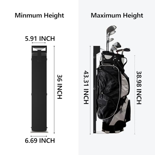 Wall Mount Golf Bag Storage Rack (Black)
