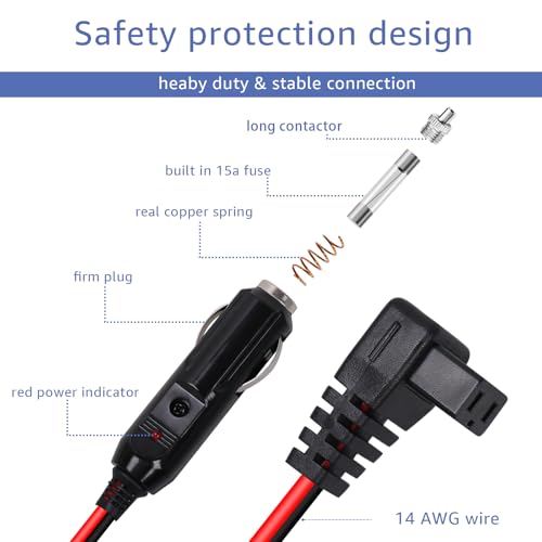 12V 24V Car Refrigerator Power Cord is Compatible with Alpicool (1 Set Car Refrigerator Power Cord)