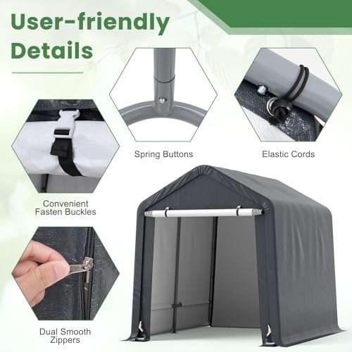 8x6.5Ft Portable Shed (Gray / 8x6.5Ft)