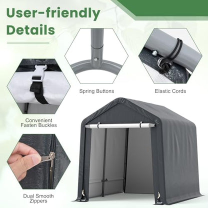 8x6.5Ft Portable Shed (Gray / 8x6.5Ft)