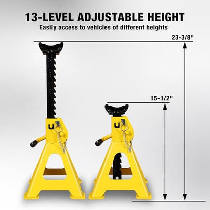 Jack Stands 6 Ton with Double Locking and Large Foot Base for Lifting SUVS (yellow / 6 ton double locking and upgraded base)