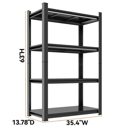 63"H Garage Shelving Heavy Duty Rack (4-Tier 63"H×35.4"W×13.78"D)