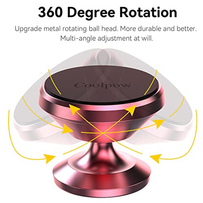 2 Pack】Magnetic Phone Holder for Car Dash Strong Magnetic Car Phone Mount (Rose Gold)