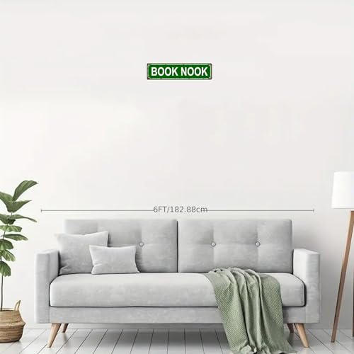 BOOK NOOK SPACE Metal Tin Street Sign Bar Cafe Garage Cave Home Room Wall Bathroom Farmhouse Garden Porch Patio Decor (BOOK NOOK)