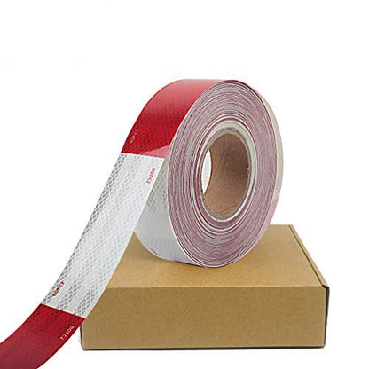 Waterproof Reflective Safety Tape Roll 2"X150' Feet Long Yellow Black DOT C2 Auto Truck Safety Reflector Strips Self (Red&White)
