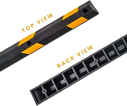Rubber Parking Curb Garage Car Stopper (black/yellow 12pack)