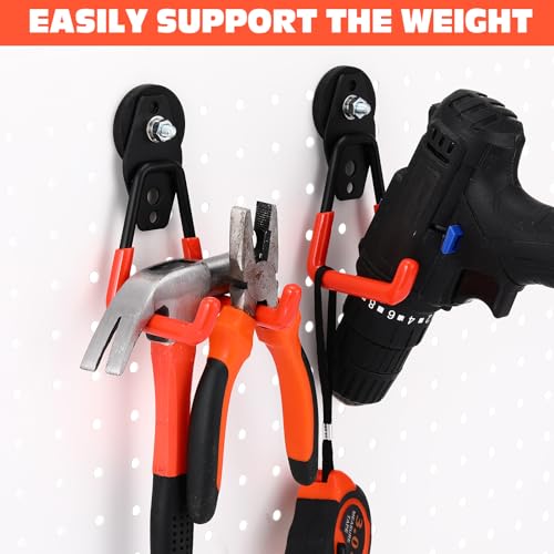 14 Pcs Large Magnetic Hooks Heavy Duty Garage Magnet Hooks Strong Storage Utility Magnetic Hangers with Anti Slip Rubber Coating for Indoor and Outdoor Hanging (Orange)