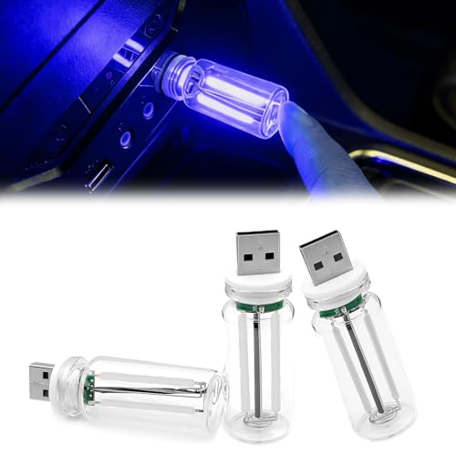 3PCS USB Car Interior Ambient Lights (Blue)