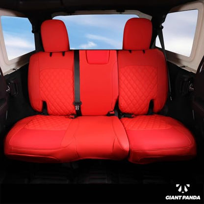 Wrangler JL Seat Covers Custom Fit for Jeep Wrangler (Red / 18-26 JL 4 Door Without Rear Cup Holder Full Set)