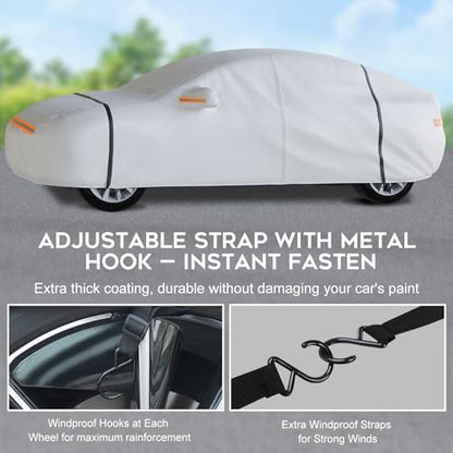 Heavy Duty Sedan Car Cover Waterproof All Weather for Automobiles (Silver / Fit Sedan-Length (Up To 169"))