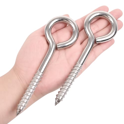 2Pcs 6 Inch Heavy Duty Screw Eyes Hooks (M10-6 Inch)