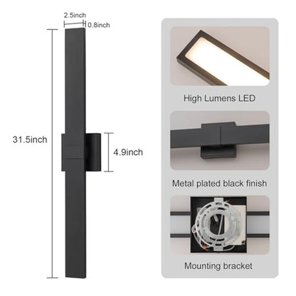 2 Packs Modern Outdoor Wall Lights 31.5" Long LED Outdoor Sconce Lights (Black / 31.5 inch-2 Pack)