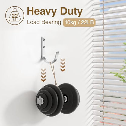 22LB Wall Hooks for Hanging Towel (Silver / 5 Pack)