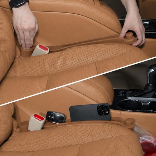 Car Seat Gap Filler Organizer 2Pack Soft Foam 3IN1 Multifunctional (Mocha Brown / Narrow)