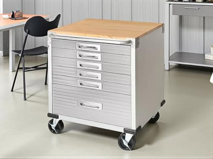 Heavy Duty Rolling Storage Cabinet with Wheels and Drawers (6 Drawer (28" W x 25" D x 34.5" H) / Granite)