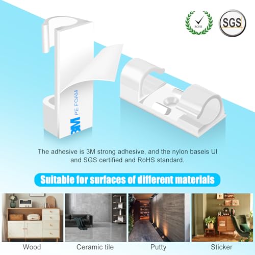 50pcs Medium Self Adhesive Cable Clips White (Medium / White)