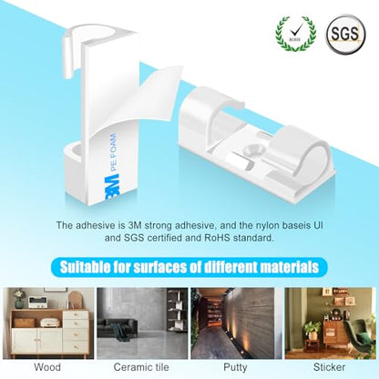 50pcs Medium Self Adhesive Cable Clips White (Medium / White)