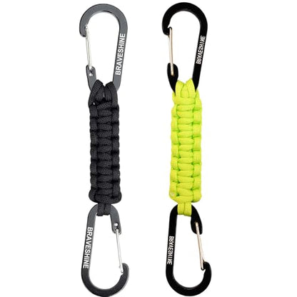 Carabiner Keychain Hook with Paracord Strap (1 Black 1 Green)