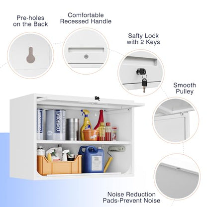 Metal Wall Cabinet with Doors and Shelves (16"D x 32"W x 22"H / White)