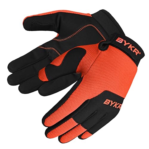 All Weather Motorcycle Gloves for Men & Women (Orange / Small)