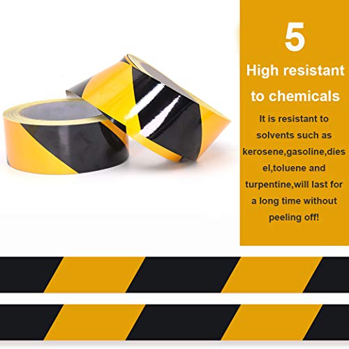 Waterproof Reflective Safety Tape Roll 2"X150' Yellow Black Striped Floor Marking Tape Hazard Caution Warning Tape Auto Truck Self (Yellow&Black)