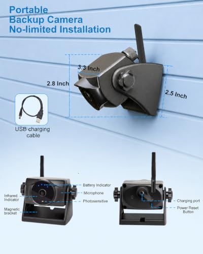 1080P Magnetic Wireless Backup Camera 90 (One Camera without Solar Panel)
