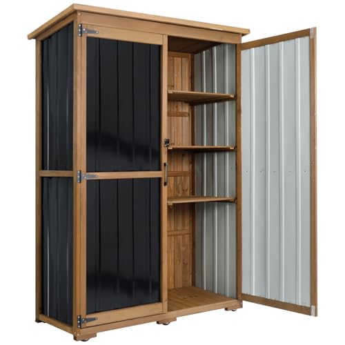 Outdoor Storage Cabinet Waterproof with Shelves (black / 46"L x 18"W x 68"H)