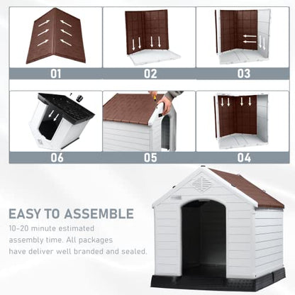 Large Dog House (Brown / 38.8"L x 35"W x 37.4"H)