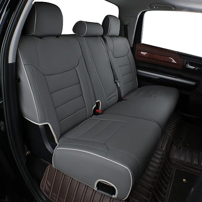 Tacoma Seat Covers Custom Fit for Toyota Tacoma 2016 2017 2018 2019 2020 2021 2022 2023 Double Cab (Leather (Gray) / 2016-2023 Tacoma Full Set,4DR)