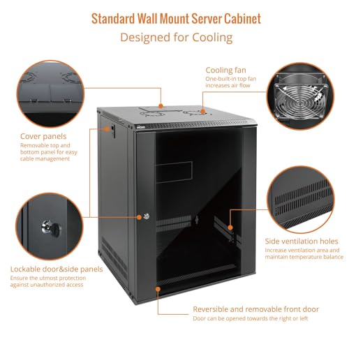 15U Wall Mount Rack Network Cabinet for 19" IT Equipment (15U/Glass Door)