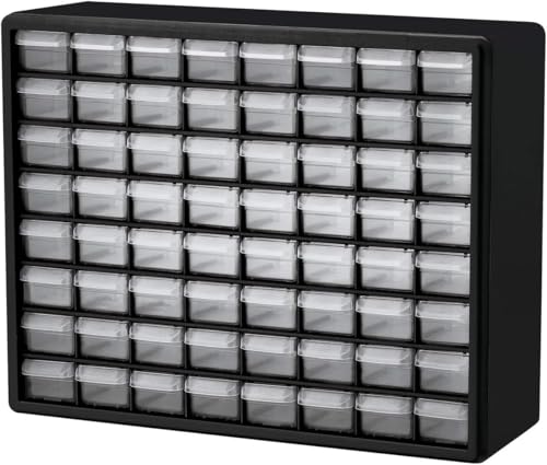 64 Drawer Plastic Storage Cabinet (Black / 64 Drawer / 1 Pack)