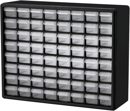 64 Drawer Plastic Storage Cabinet (Black / 64 Drawer / 1 Pack)