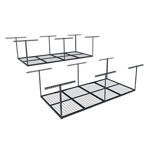 4x8 Overhead Garage Ceiling Storage Rack (Black / 4x8 ft)