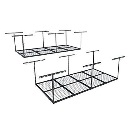 4x8 Overhead Garage Ceiling Storage Rack (Black / 4x8 ft)