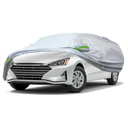 6 Layers Premium Sedan Car Cover Waterproof All Weather Weatherproof UV Sun Protection Snow Dust Storm Resistant Outdoor Exterior Custom Form (Silver Car Cover / K2 - Sedan -（Fits size 178"-189"）)