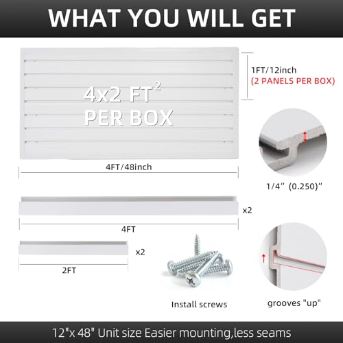 Slat Wall Paneling Garage Wall Organizer (White / 4x2ft)
