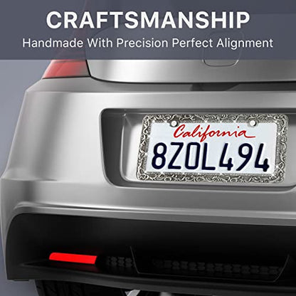 Metal Car License Plate Frames (Retro Silver / 1 Pack Silver)