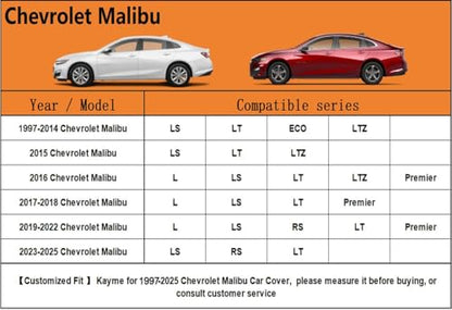 6 Layers Waterproof Car Cover for Chevrolet Chevy Malibu 1997 (LM-Silver / 17. Custom Fit Chevrolet Malibu)