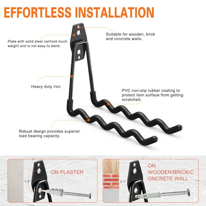 Garage Hooks Heavy Duty (7.7inch W Hook / Black W Hook)