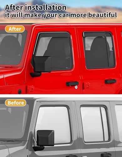 Window Rain Guards for Jeep Wrangler JL 2018 (for 2018-2026 Jeep Wrangler JL/2020-2026 Gladiator)