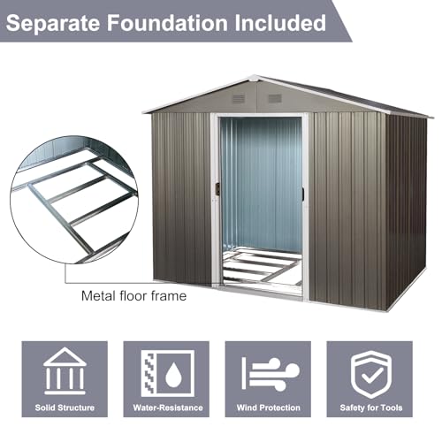 6x8 FT Outdoor Storage Shed (6x8 FT/No Window / Gray)