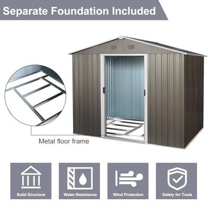 6x8 FT Outdoor Storage Shed (6x8 FT/No Window / Gray)