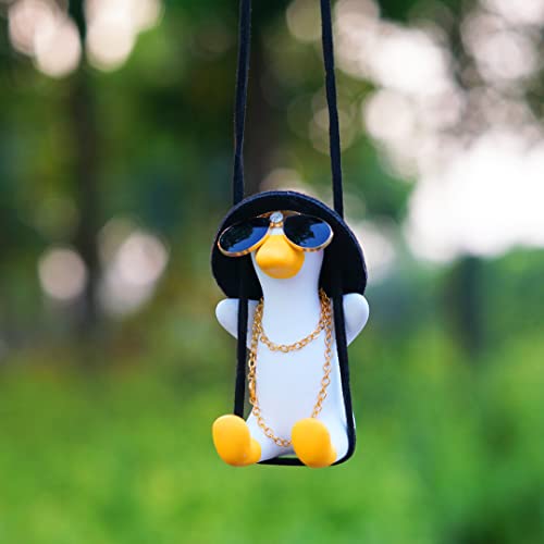 Rear View Mirror Hanging Accessories of Cool Swinging Duck Car Hanging Ornament Cute Car Accessories for Teens Men Women Mirror Hanging Funny Truck Pendant Charms (D)